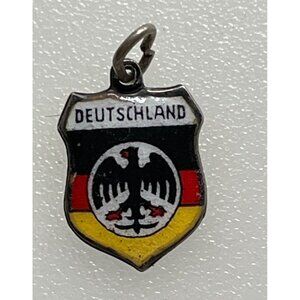 Vintage 800 Silver Enamel "Deutschland" On A Shield Souvenir Charm